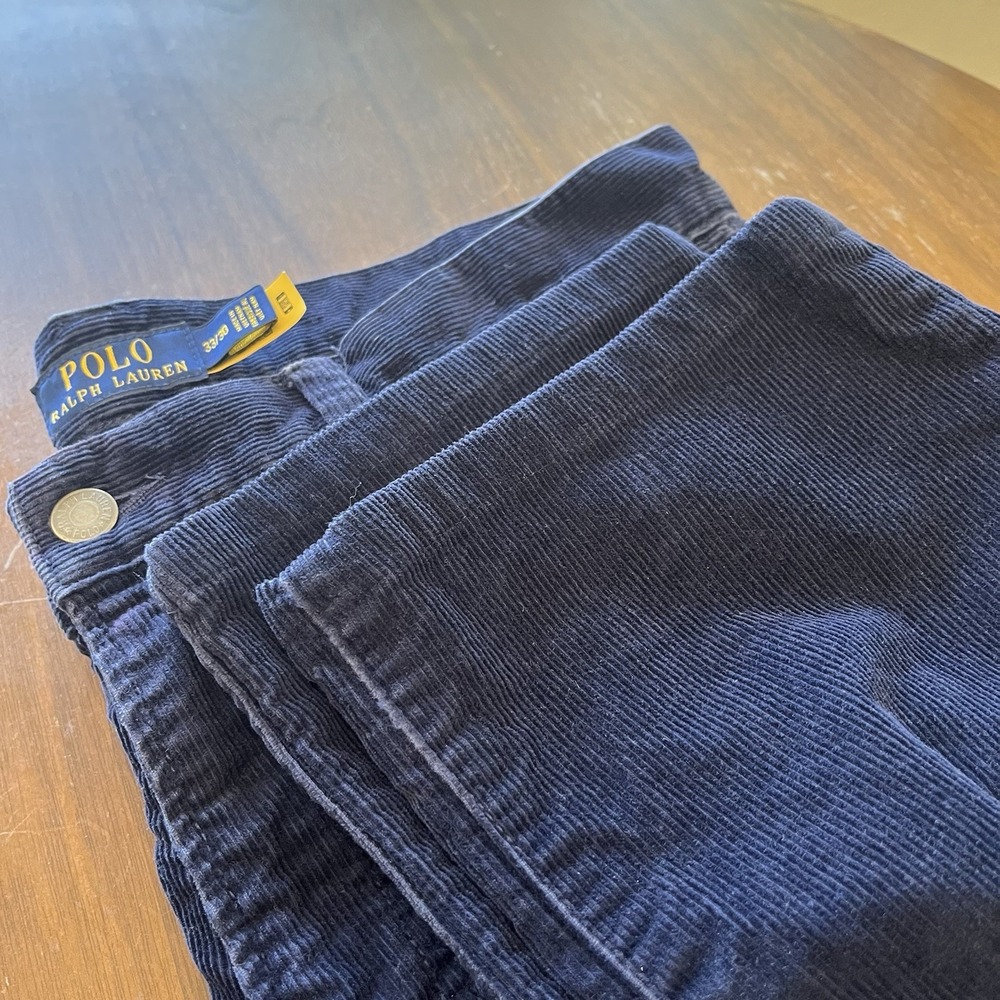 Polo Ralph Lauren Pants Mens 33x30 Blue Corduroy Varick Slim Straight Stretch